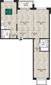 3-к кв. Алтайский край, Барнаул Камчатка жилой комплекс (83.3 м)