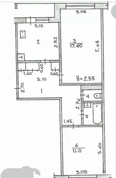2-к кв. Московская область, Щелково Комсомольская ул., 12/9 (54.0 м)