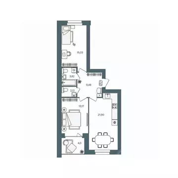 2-к кв. Ярославская область, Ярославль пос. Павловский, Волга-Лайф ...