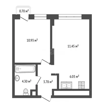 1-комнатная квартира: Тюмень, улица Андрея Кореневского, 11 (36.5 м)