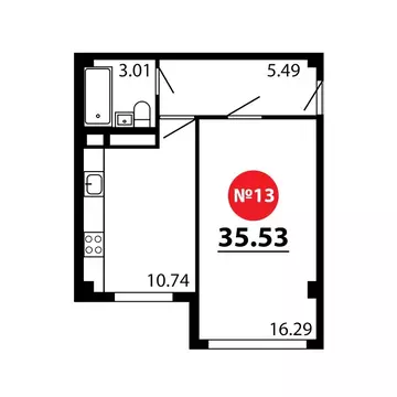 1-комнатная квартира: Симферопольский район, село Перово (35.53 м)