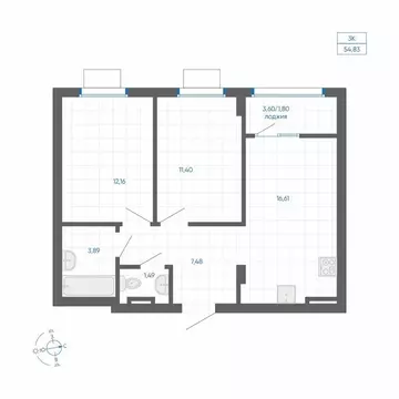 2-комнатная квартира: Челябинский городской округ, посёлок ...