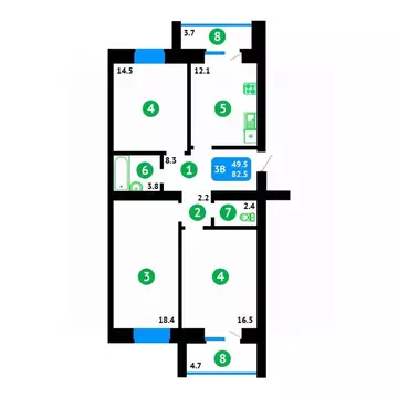 3-к кв. Архангельская область, Котлас ул. Виноградова, 13 (82.5 м)