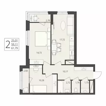 2-к кв. Волгоградская область, Волгоград ул. Степана Разина, 25/1 ...