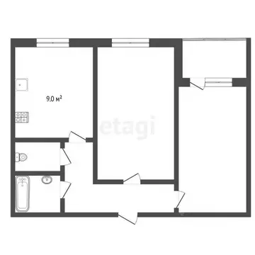 2-к кв. Тюменская область, Тюмень ул. Западносибирская, 12к1 (50.5 м)