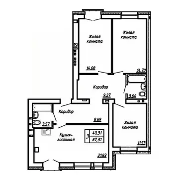 2-к кв. Оренбургская область, Оренбургский район, пос. Пригородный, ...