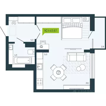 1-к кв. Новосибирская область, Новосибирск Затулинский жилмассив, ул. ...