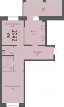 2-к кв. Чувашия, Чебоксары ул. Академика РАН Х.М. Миначева, 14 (58.4 ...