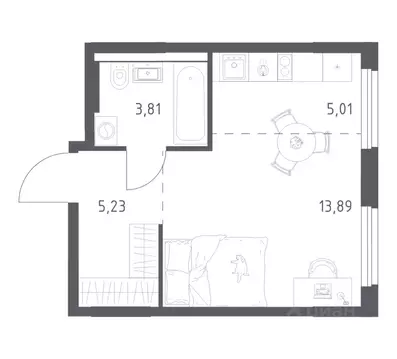 1-к кв. Башкортостан, Уфа ул. Минигали Губайдуллина, 8к9 (27.94 м)