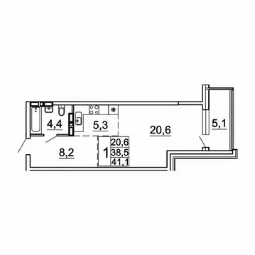 1-к кв. Приморский край, Владивосток Лесная ул., 1В/1 (41.1 м)