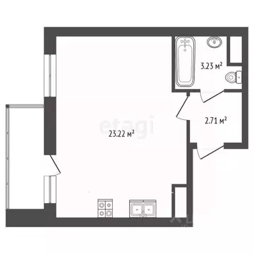Студия Ярославская область, Ярославль ул. Строителей, 18 (30.09 м)