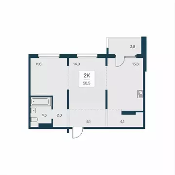 2-к кв. Новосибирская область, Новосибирск На Игарской кв-л,  (58.5 м)