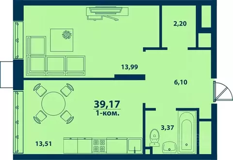 1-к кв. Башкортостан, Уфа ул. Ивана Спатара, 14 (39.17 м)