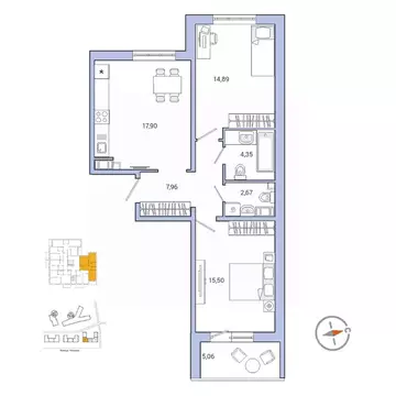 2-к кв. Ленинградская область, Гатчина ул. Чехова, 39к2 (65.5 м)
