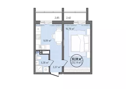 1-к кв. Челябинская область, Челябинск ул. Труда, 14 (37.91 м)