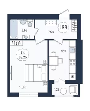 1-к кв. Калининградская область, Зеленоградск  (38.9 м)