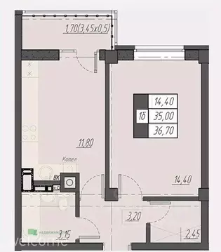 1-к кв. Ставропольский край, Пятигорск Новопятигорск мкр, Курортный ...
