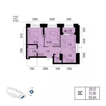 3-к кв. Башкортостан, Уфа Глумилино-1 мкр, Новатор жилой комплекс ...