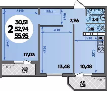2-к кв. Краснодарский край, Краснодар ул. Генерал-лейтенанта ...