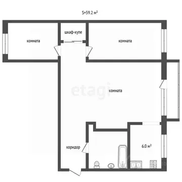 2-к кв. Тюменская область, Тюмень ул. Мельникайте, 64 (59.2 м)