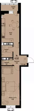1-к кв. Ставропольский край, Пятигорск Скачки мкр,  (47.02 м)