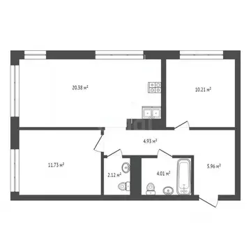 2-к кв. Тюменская область, Тюмень ул. Василия Подшибякина, 11 (59.34 ...