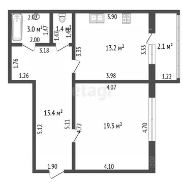 1-к кв. Башкортостан, Стерлитамак ул. Кочетова, 26В (52.3 м)