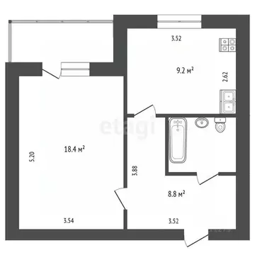 1-к кв. Белгородская область, Белгородский район, Северный городское ...