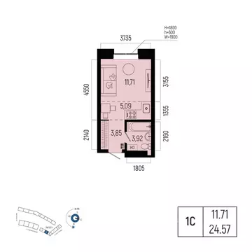 1-к кв. Башкортостан, Уфа Глумилино-1 мкр, Новатор жилой комплекс ...