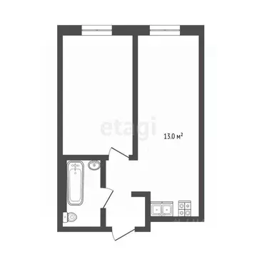 1-к кв. Тюменская область, Тюмень ул. Николая Ростовцева, 24 (41.0 м)