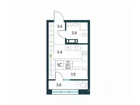 Студия Забайкальский край, Чита Хороший мкр,  (24.3 м)