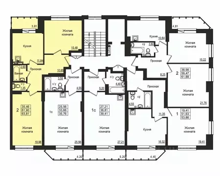 2-к кв. Новосибирская область, Новосибирск Вилюйская ул., 6 (61.5 м)