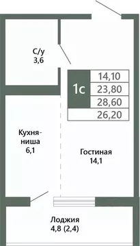 1-к кв. Кемеровская область, Кемерово 64-й мкр, Лучи жилой комплекс ...