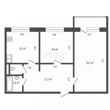 2-к кв. Ямало-Ненецкий АО, Новый Уренгой Лимбяяха мкр, Приозерный мкр, ...