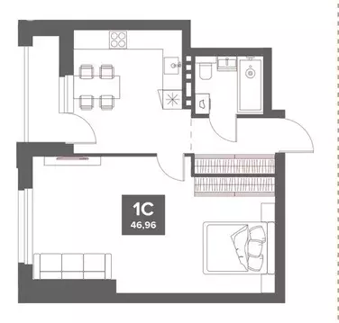 1-комнатная квартира: Новосибирск, Садовая улица, 17 (46.96 м)