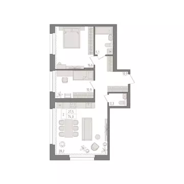 2-к кв. Башкортостан, Уфа 563-й кв-л,  (74.0 м)