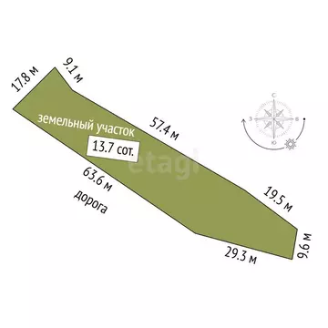Участок в Симферополь, улица Бородина (13.72 м)