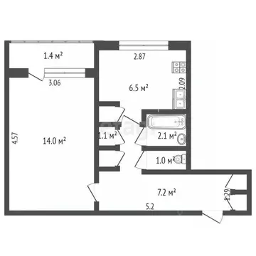 1-к кв. Мордовия, Саранск ул. Пушкина, 62к3 (33.0 м)
