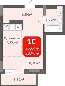 Студия Новосибирская область, Новосибирск ул. Титова, 196/1 (28.96 м)