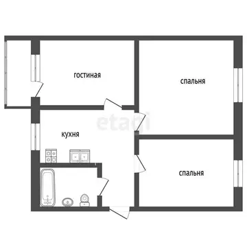 3-комнатная квартира: Миасс, улица Калинина, 17 (56.9 м)