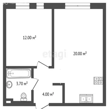 1-комнатная квартира: Тюмень, Полевая улица, 117к4 (40 м)