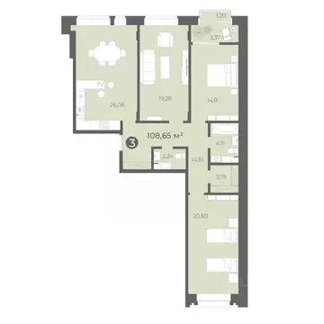 3-к кв. Чувашия, Чебоксары ул. Карла Маркса, 50к1 (108.65 м)