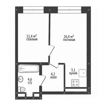 2-к кв. Башкортостан, Уфа ул. Гали Ибрагимова, 5/1 (39.5 м)