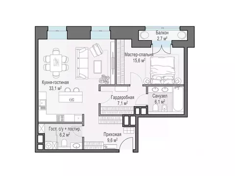 1-к кв. Москва Потаповский пер., 5С4 (79.0 м)