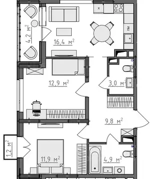 2-к кв. Владимирская область, Владимир Сновицы-Веризино мкр,  (61.36 ...