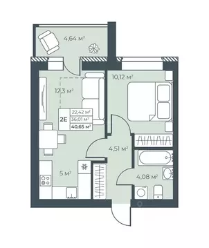 2-к кв. Нижегородская область, Выкса инженера Шухова кв-л,  (40.65 м)