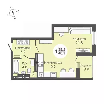 Студия Новосибирская область, Новосибирск ул. Петухова, 172 (40.1 м)