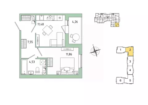 1-к кв. Ленинградская область, Гатчина Въезд мкр,  (37.55 м)