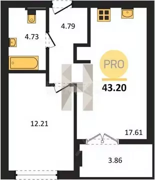 2-к кв. Калининградская область, Гурьевск Включи жилой комплекс (61.05 ...