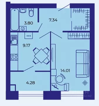 1-к кв. Брянская область, Брянск ул. Комарова, 47а (38.8 м)